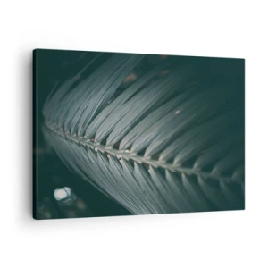 Canvastavla - Bild på duk - Närbild av en mörkfärgad palmbladsdetalj - 70x50cm - Naturens precision - Modern väggdekoration för vardagsrum och sovrum ARTTOR