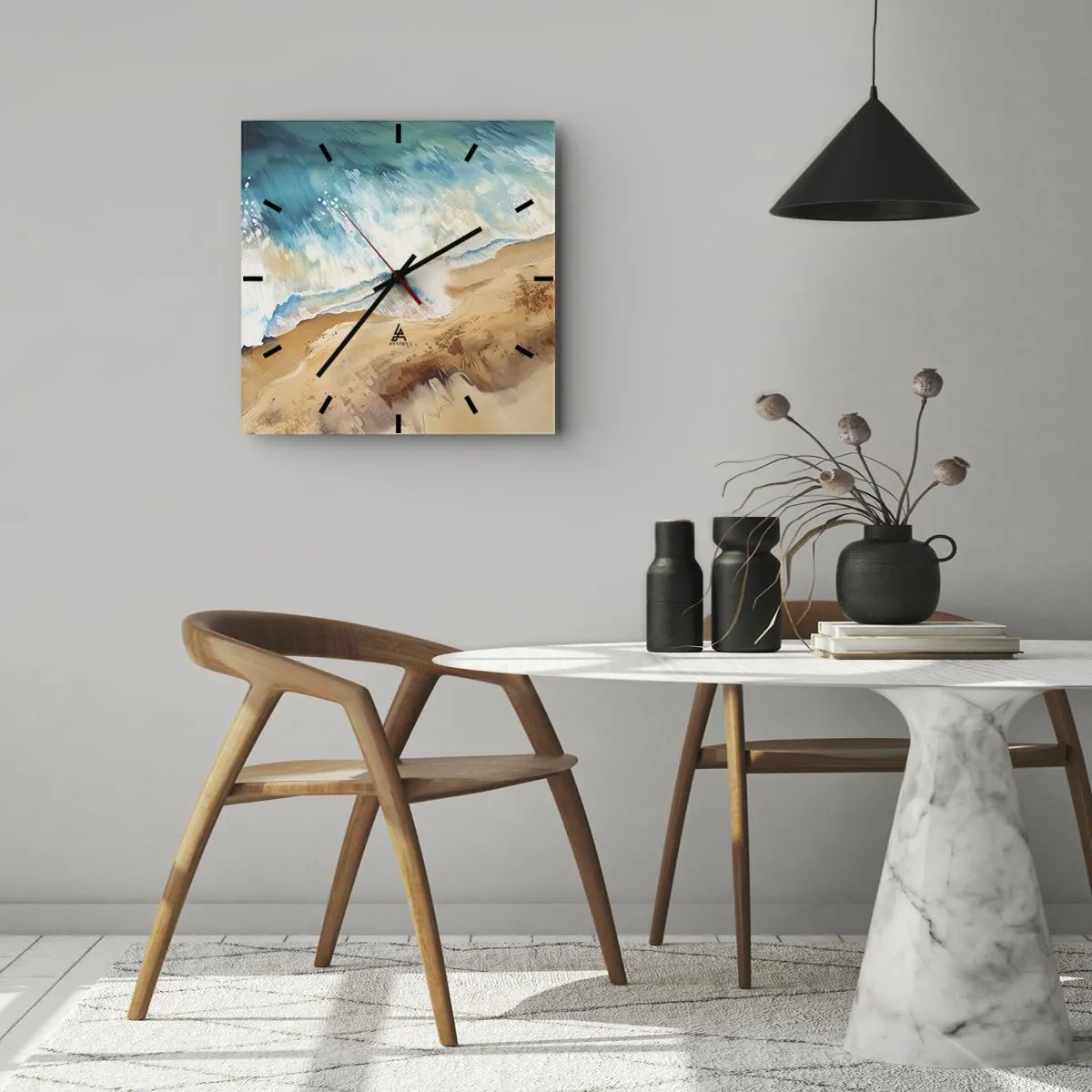 Väggklocka - Klocka på glas - Den återkommande vågen - 40x40 cm