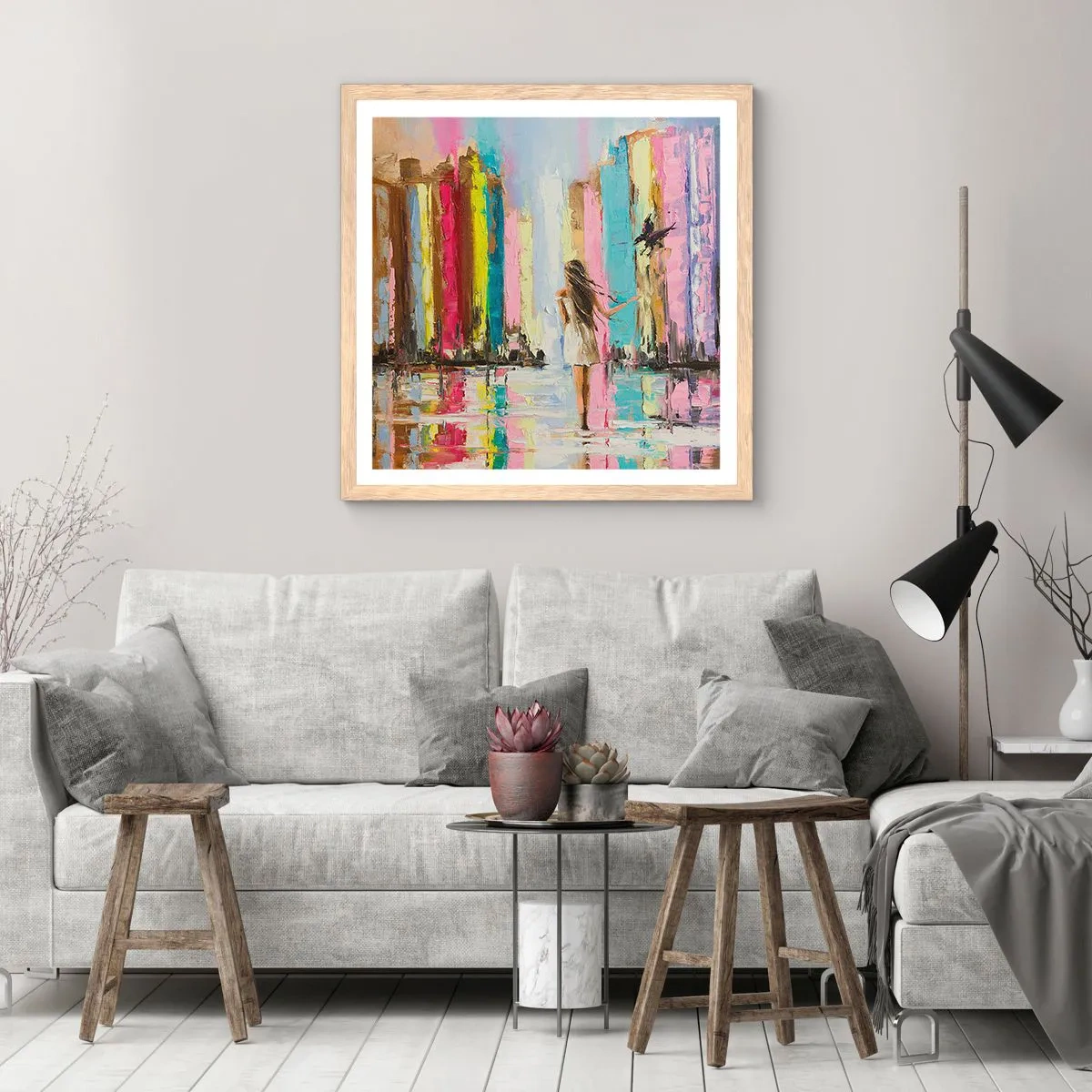 Affisch i ram av ljusek - Kom med mig - 40x40 cm