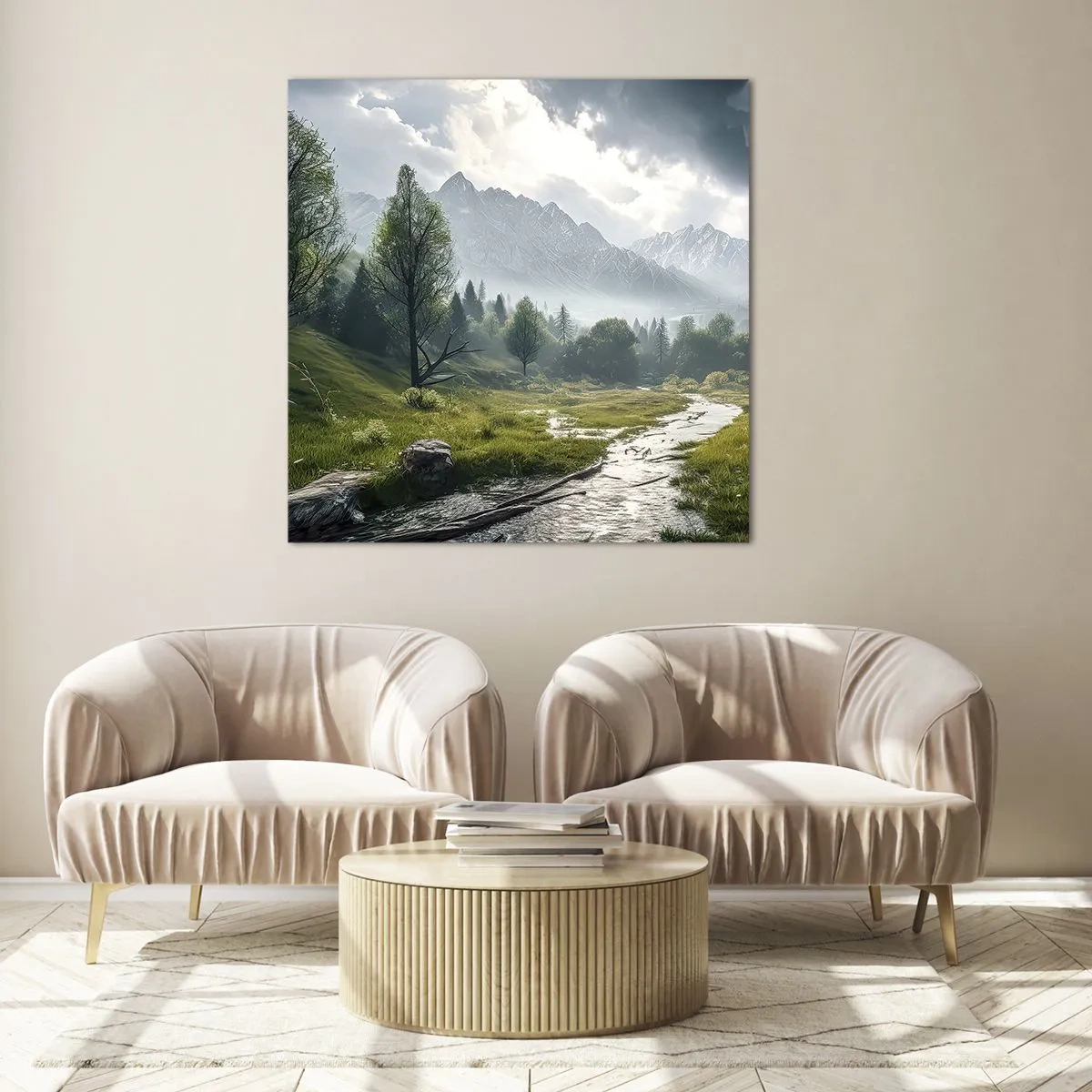 Glastavla - Bild på glas - Fram och tillbaka - 50x50 cm