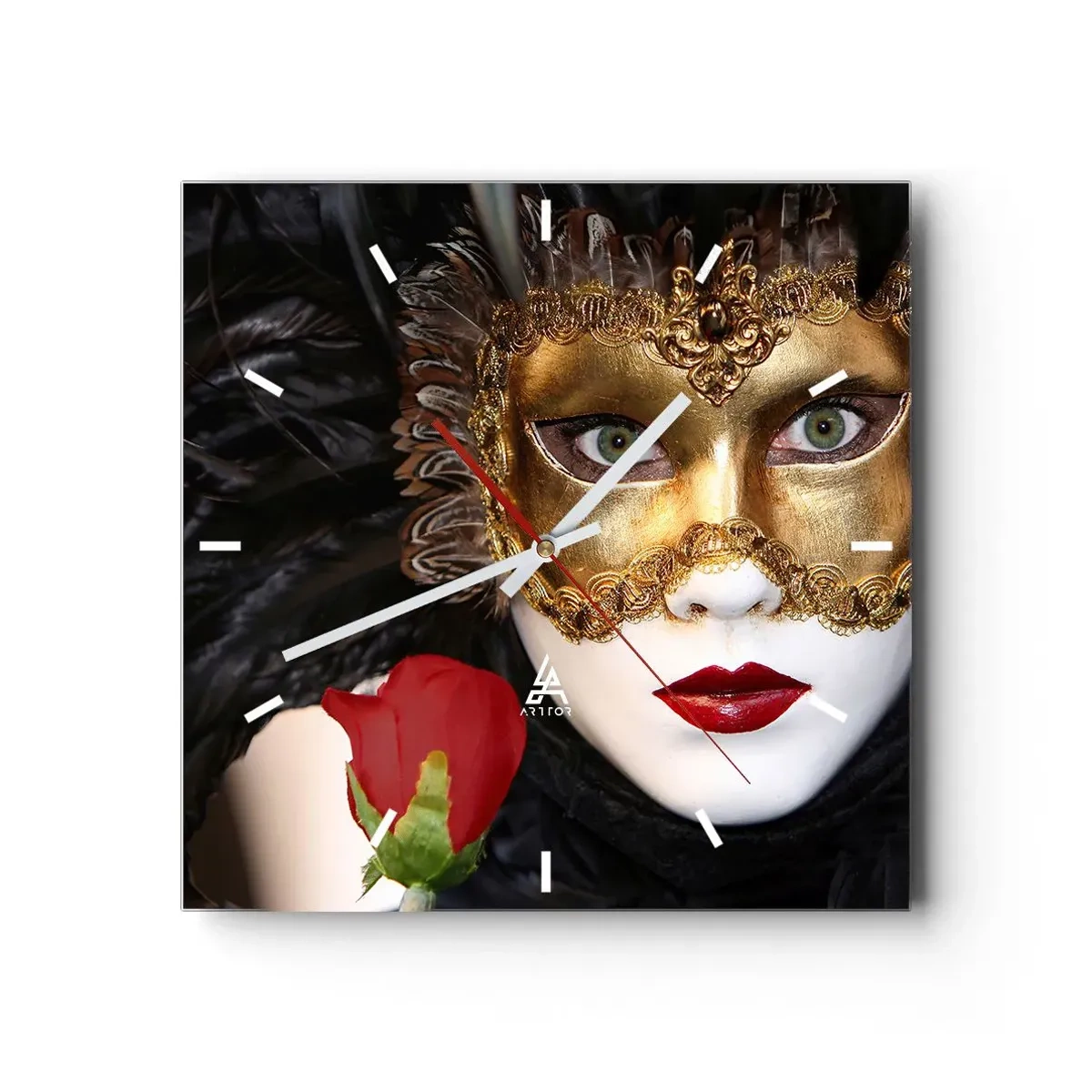 Väggklocka - Klocka på glas - För livet är en stor fest - 40x40 cm