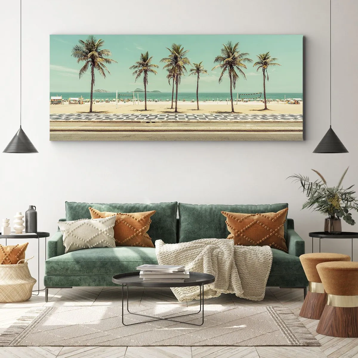 Canvastavla - Bild på duk - På stranden - 160x50 cm