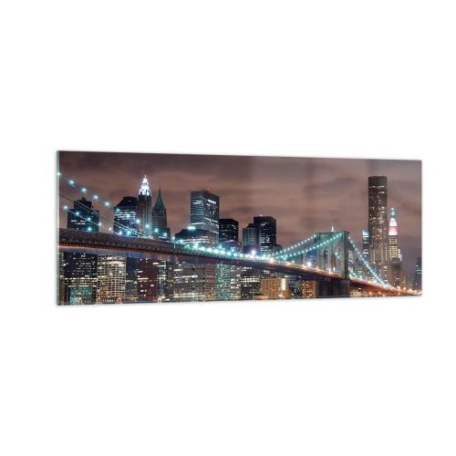 Glastavla - Bild på glas - Storstadens ljus - 140x50 cm