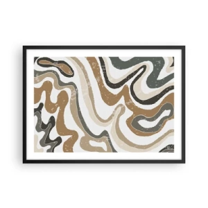 Affisch i svart ram - Meandrar av jordnära färger - 70x50 cm
