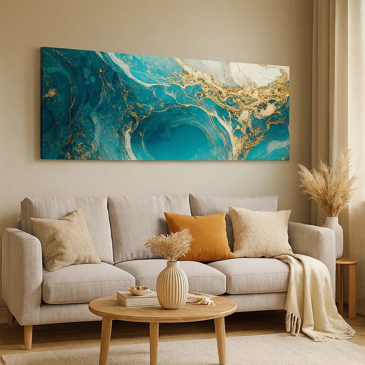 Canvastavla - Bild på duk - En komposition med guldådror - 30x30 cm