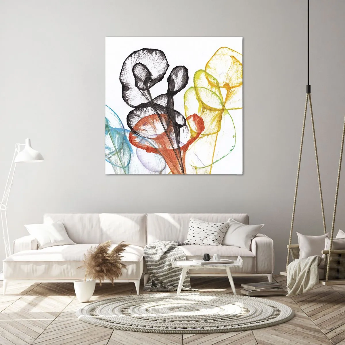 Canvastavla - Bild på duk - Blommor med själ - 60x60 cm