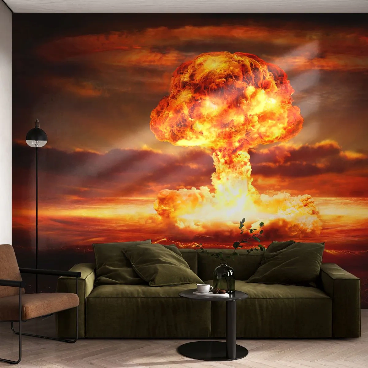 Fototapet Premium Canvas - Och så blir det slut - Atombomb, Militär, Grafik - 250x175 cm