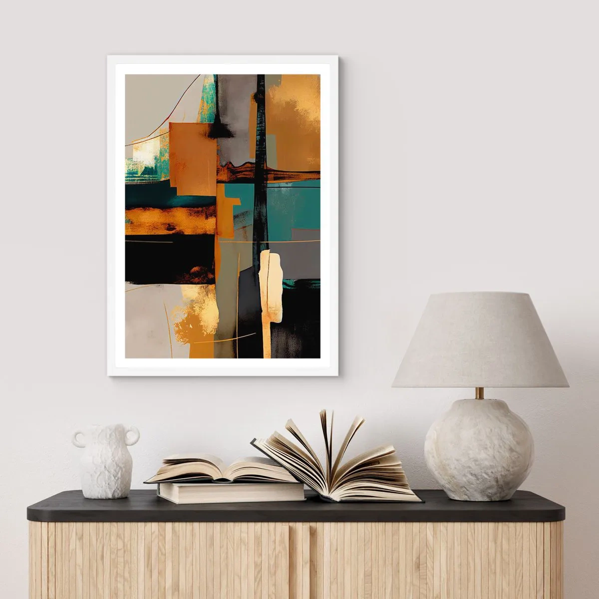 Affisch i vit ram - Abstraktion - ljus och skugga - 50x70 cm