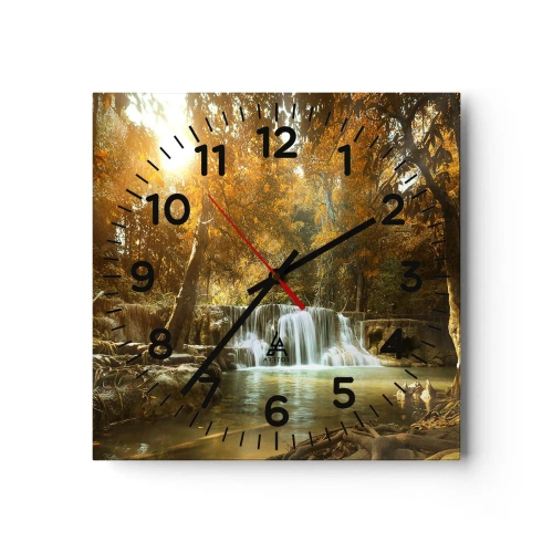 Väggklocka - Klocka på glas - Parkkaskad - 30x30 cm