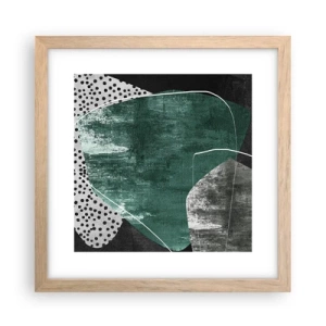 Affisch i ram av ljusek - Färgstark abstraktion med en guldflinga - 30x30 cm