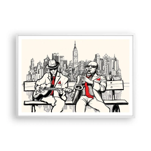 Affisch i vit ram - New Yorks improvisation - 100x70 cm