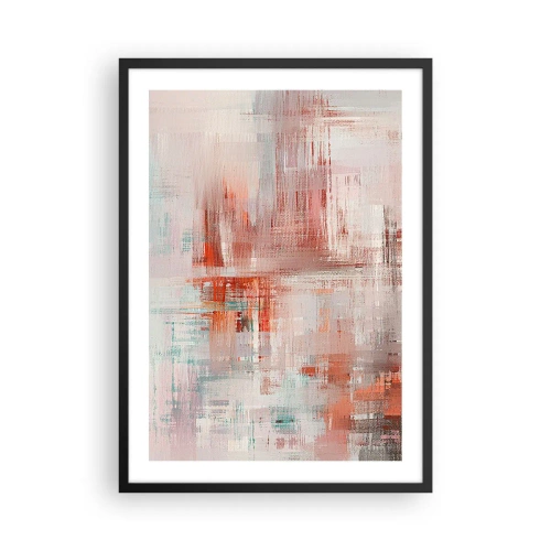 Affisch i svart ram - Abstrakt komposition i nyanser av rött och blått - 50x70cm - Dimmigt. Rosa - Modern väggdekoration för vardagsrum och sovrum ARTTOR