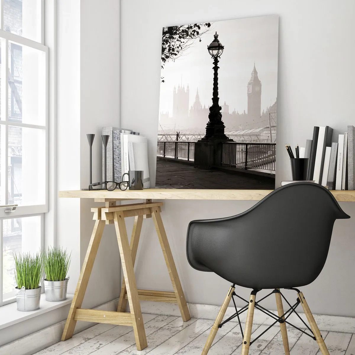 Glastavla - Bild på glas - Morgon i London - 50x70 cm
