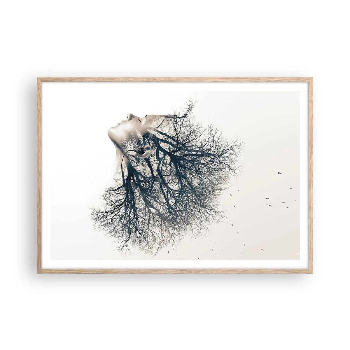 Affisch i ram av ljusek - Lyssnar på trädens viskningar - 100x70 cm