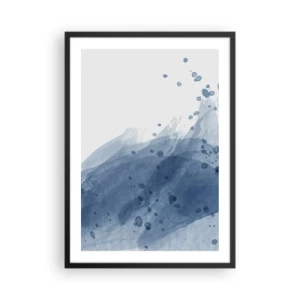 Affisch i svart ram - Akvarellvågor i nyanser av blått - 50x70cm - Blå tyll - Modern väggdekoration för vardagsrum och sovrum ARTTOR