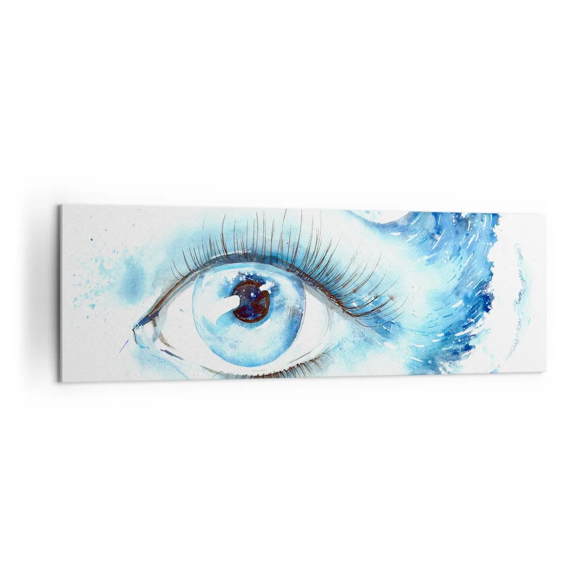 Canvastavla - Bild på duk - Doppa sig i den blåa blicken - 160x50 cm