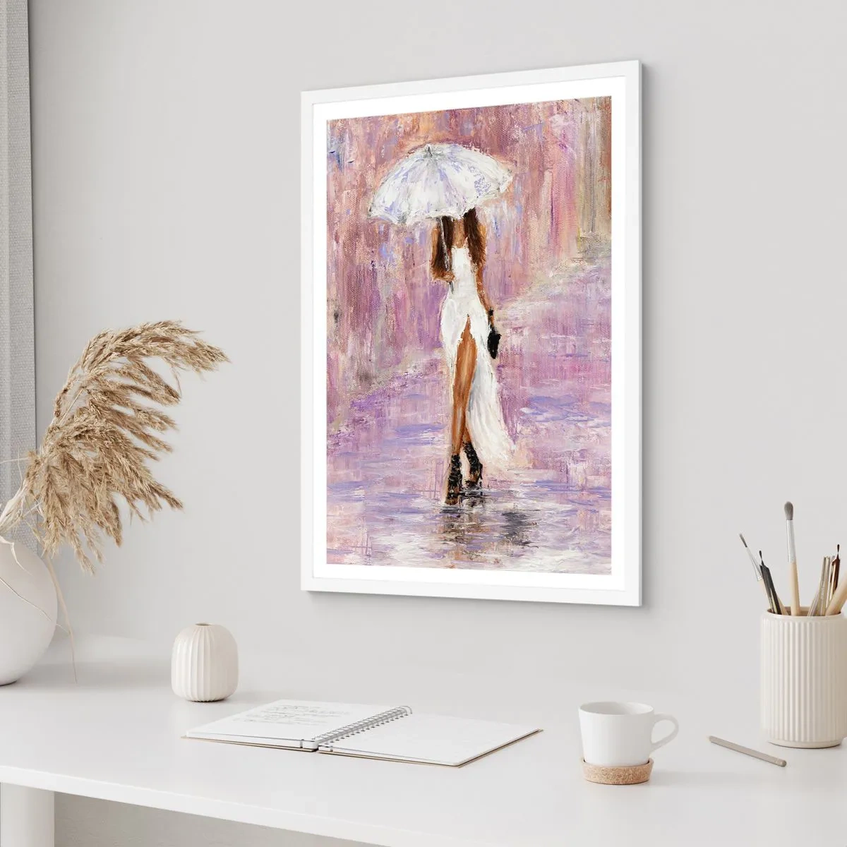 Affisch i vit ram - Under lila regn - 70x100 cm