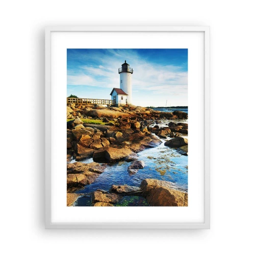 Affisch i vit ram - Kom lyckligt tillbaka, jag väntar - 40x50 cm