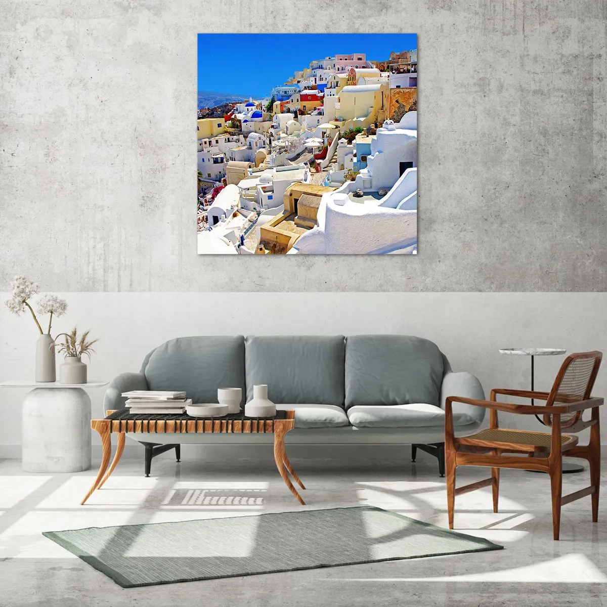 Glastavla - Bild på glas - En dröm om grekisk sommar - 60x60 cm