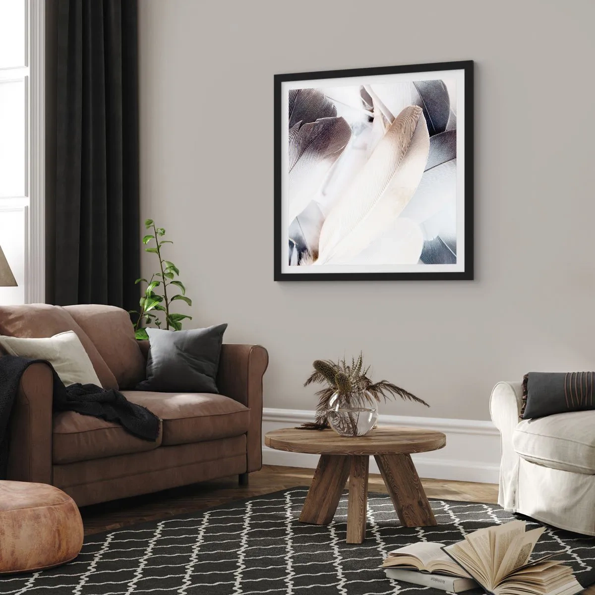 Affisch i svart ram - Nästan änglalik - 50x50 cm