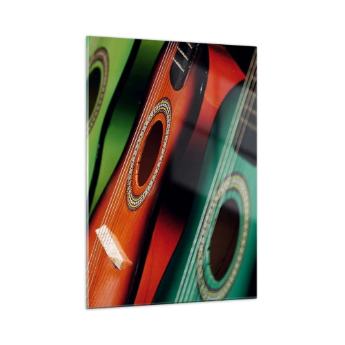 Glastavla - Bild på glas - Gitarren har flera färger - 50x70 cm