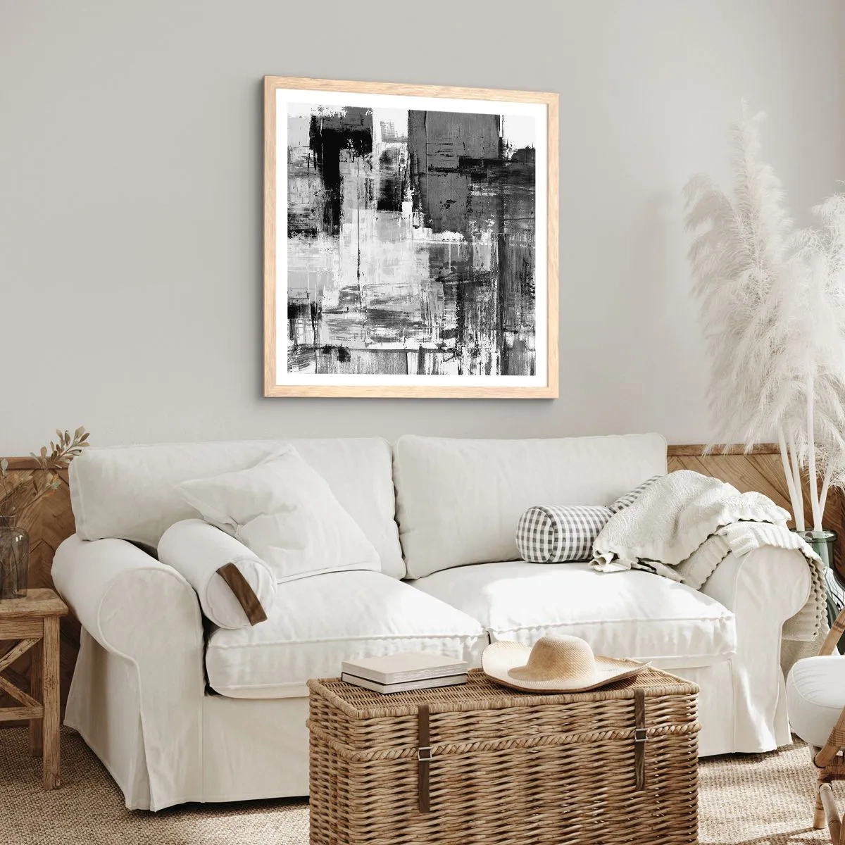 Affisch i ram av ljusek - Grått är vackert - 60x60 cm