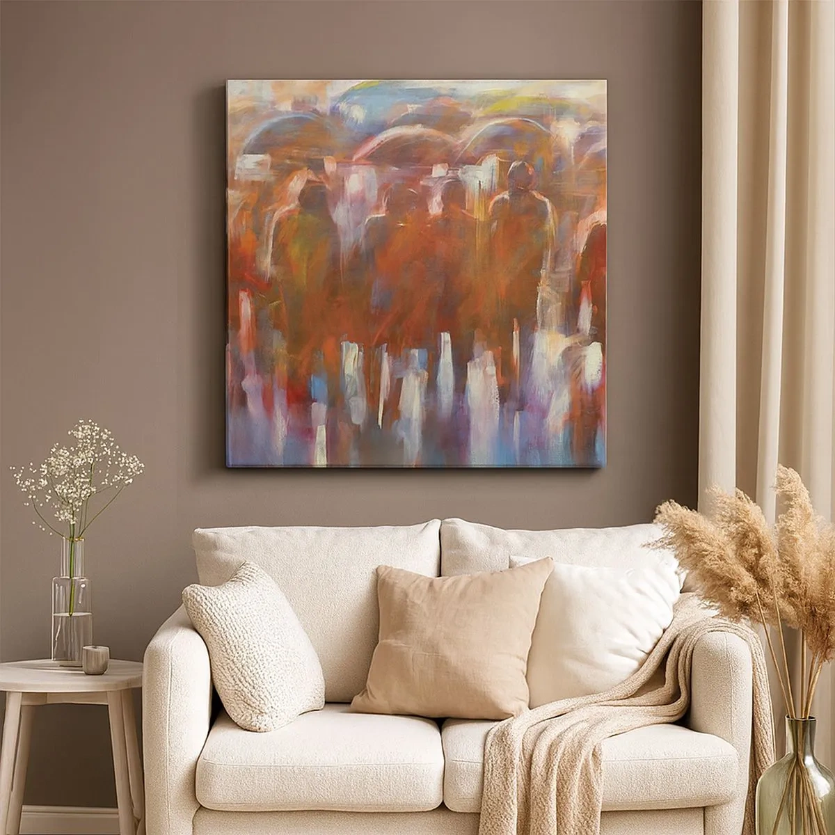 Canvastavla - Bild på duk - Jämna i regn och dimma - 30x30 cm