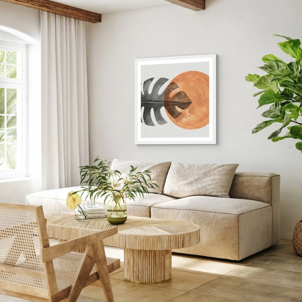 Affisch i vit ram - Alltid solen - 60x60 cm