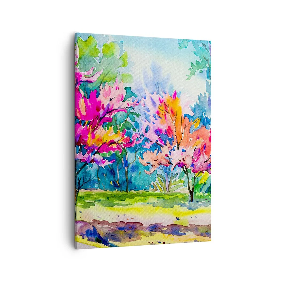 Canvastavla - Bild på duk - Regnbågsträdgård i vårskenet - 50x70 cm