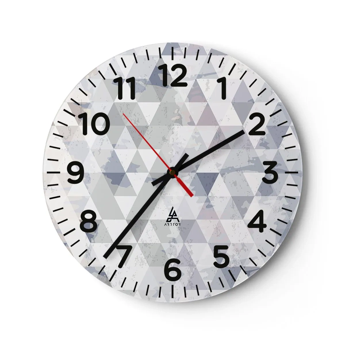 Väggklocka - Klocka på glas - Trianglar - 40x40 cm