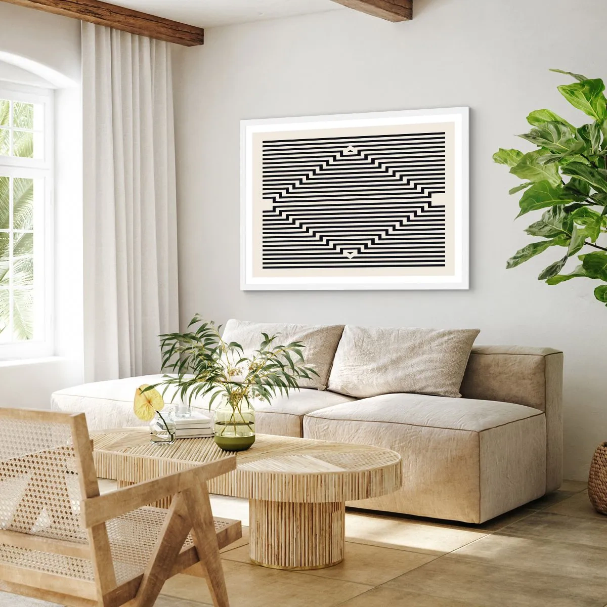 Affisch i vit ram - Geometrisk illusion - 100x70 cm