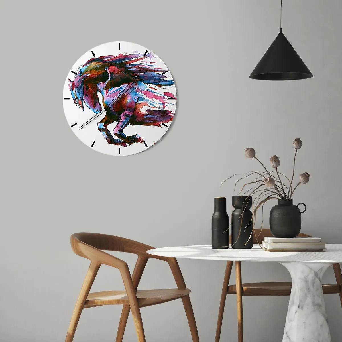 Väggklocka - Klocka på glas - I extas - 40x40 cm