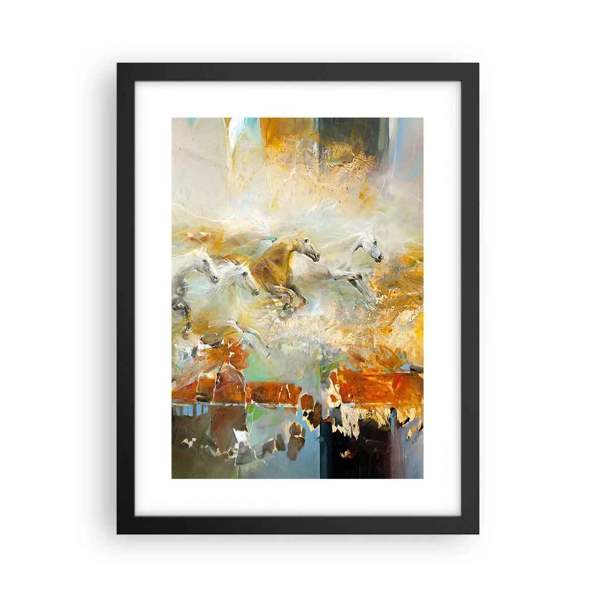 Affisch i svart ram - Galopp genom ljuset - 30x40 cm