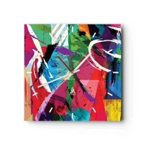 Väggklocka - Klocka på glas - Snabbt och livligt - 30x30 cm