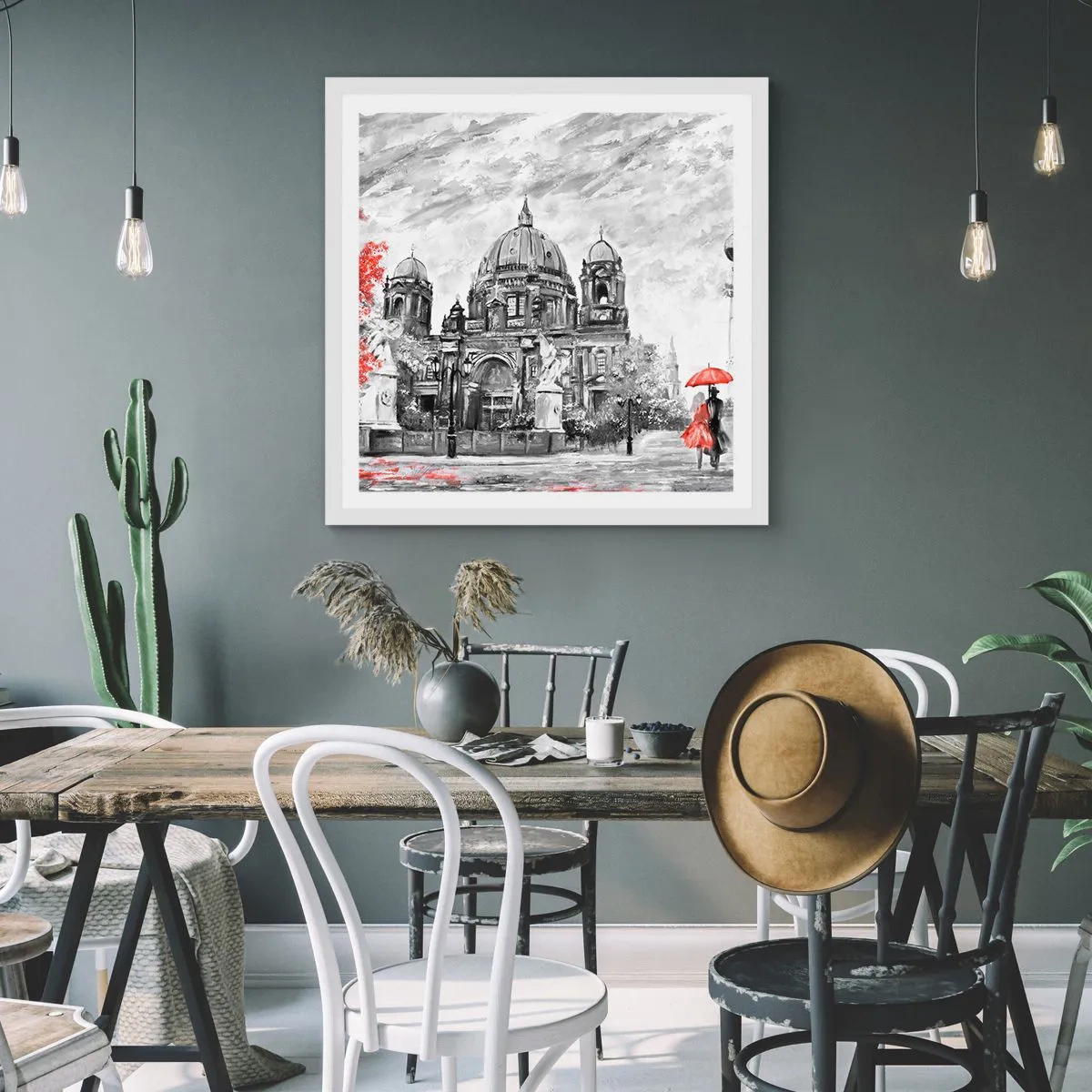 Affisch i vit ram - Ett möte i Berlin - 50x50 cm