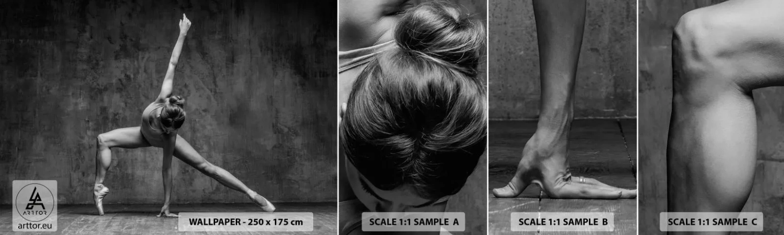 Provbit av självhäftande fototapet Deluxe Sticker - Balansens ideal - Gymnastik, Balett, Dansa - 100x30 cm