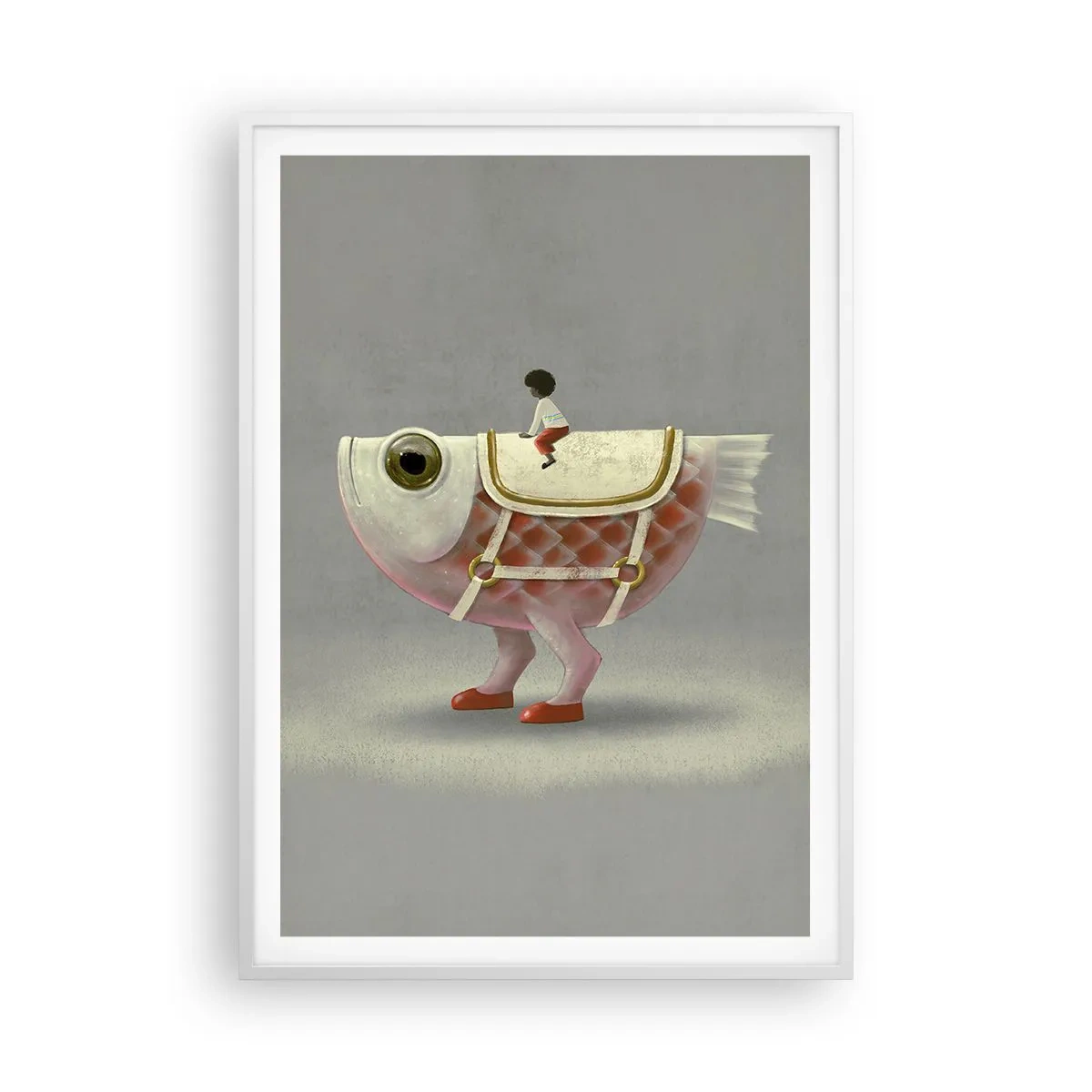 Affisch i vit ram - Fiskryttare - 70x100 cm