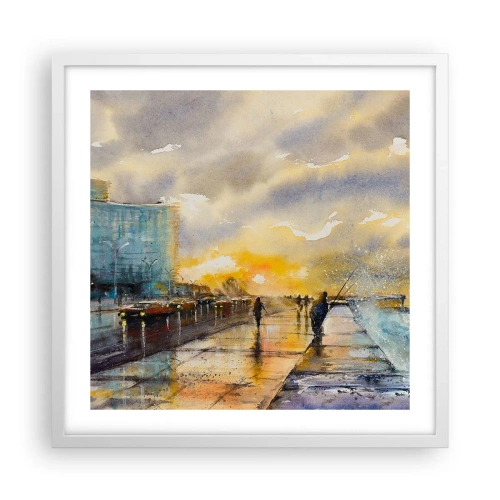 Affisch i vit ram - Livet på stranden - 50x50 cm