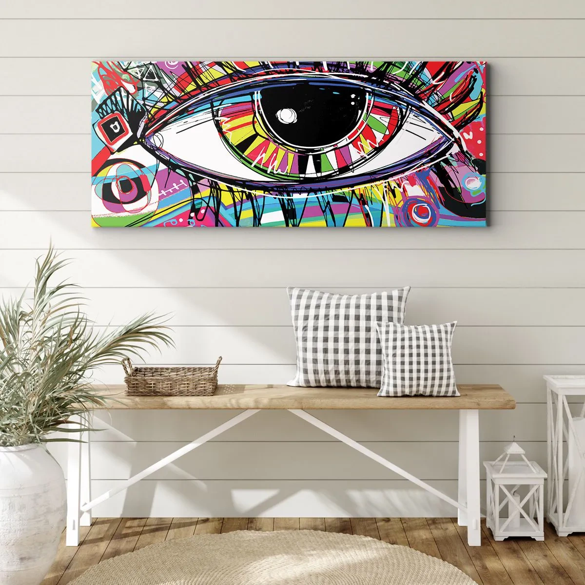Canvastavla - Bild på duk - Färgglatt öga - färgglad själ - 100x40 cm