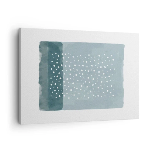 Canvastavla - Bild på duk - En minimalistisk målning i blå nyanser med prickar - 70x50cm - Uppstådda ur det blåa - Modern väggdekoration för vardagsrum och sovrum ARTTOR