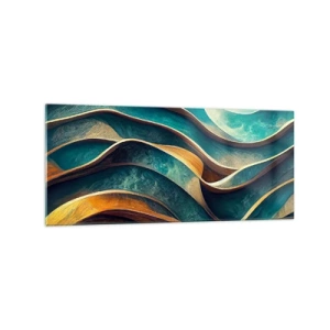 Glastavla - Bild på glas - Meandrar av blått - 120x50 cm
