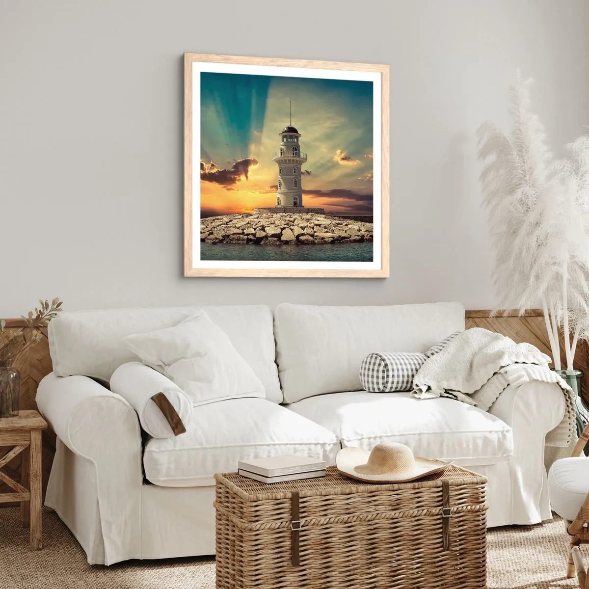 Affisch i ram av ljusek - Ljus - Godhet - Skönhet - 50x50 cm