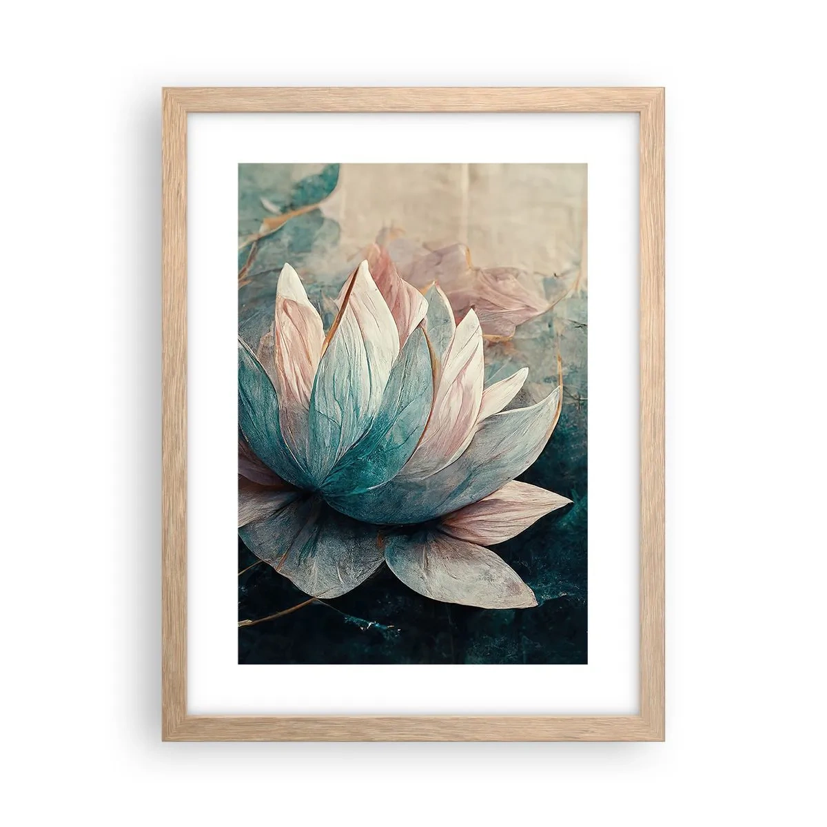 Affisch i ram av ljusek - Stjärnor i en sjö - 30x40 cm