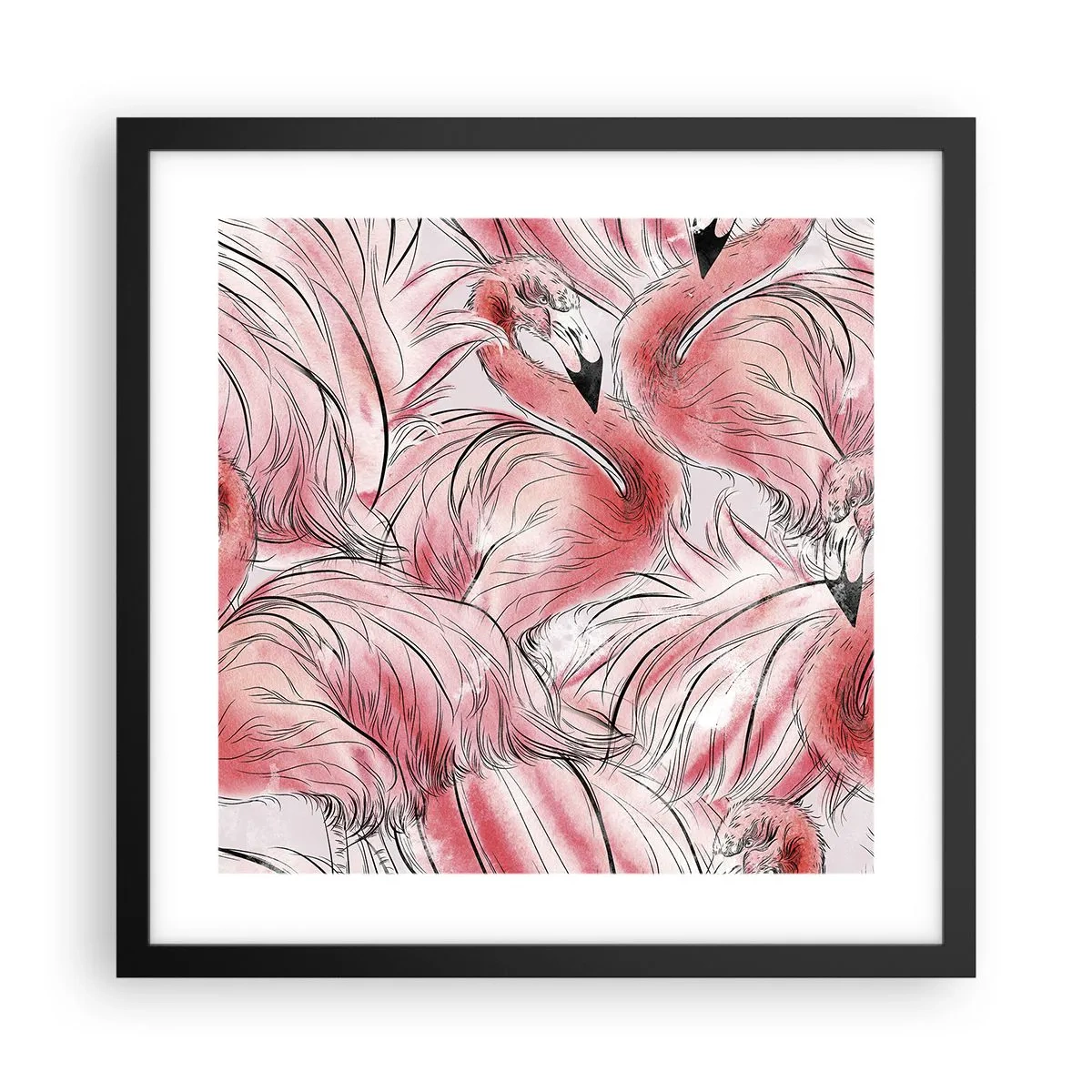 Affisch i svart ram - Fåglarnas corps de ballet - 40x40 cm