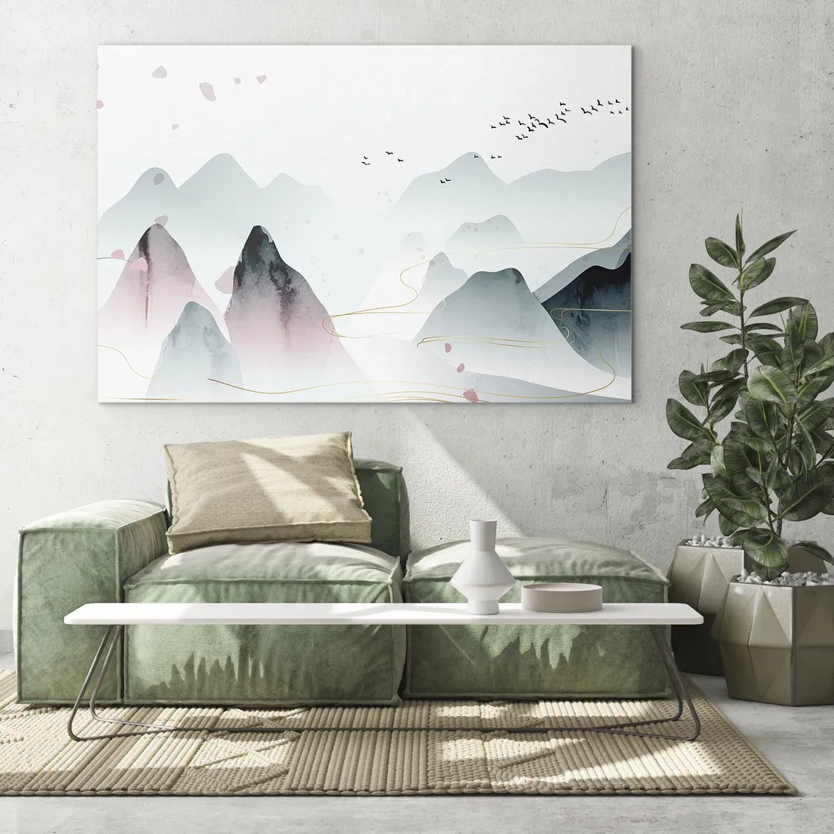 Glastavla - Bild på glas - Över topparna - 120x80 cm