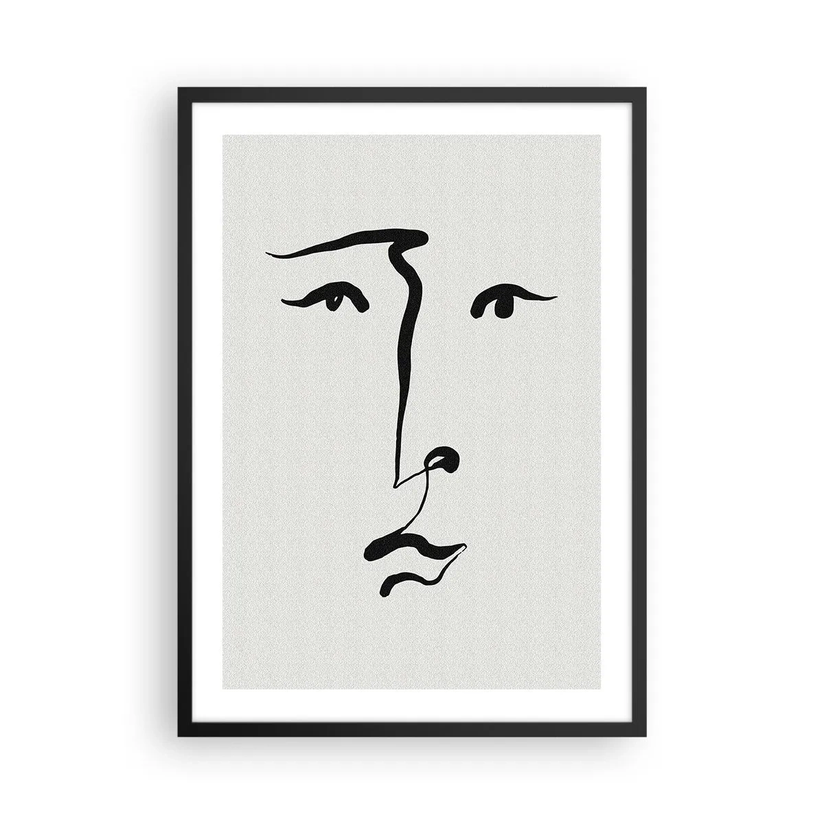 Affisch i svart ram - Minimalistisk ansiktsillustration i ett penseldrag - 50x70cm - Porträtt med ett streck - Modern väggdekoration för vardagsrum och sovrum ARTTOR