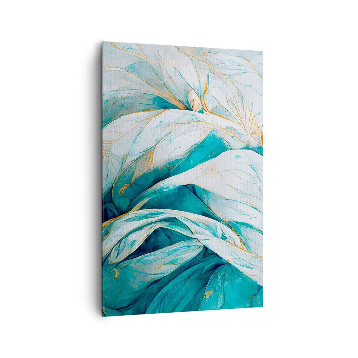 Canvastavla - Bild på duk - Blå abstraktion med guldmotiv - 80x120 cm