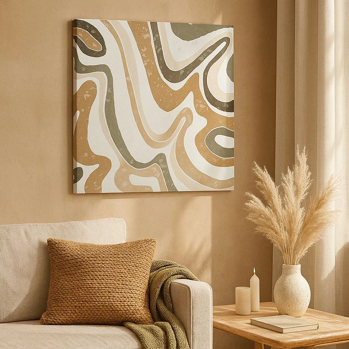 Canvastavla - Bild på duk - Meandrar av jordnära färger - 30x30 cm