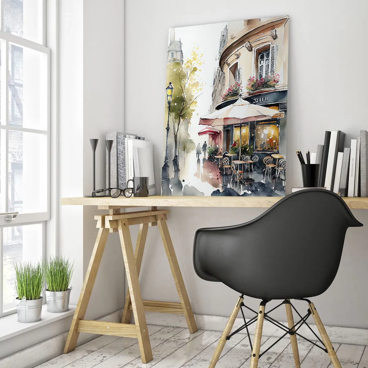 Glastavla - Bild på glas - En parisisk morgon - 50x70 cm
