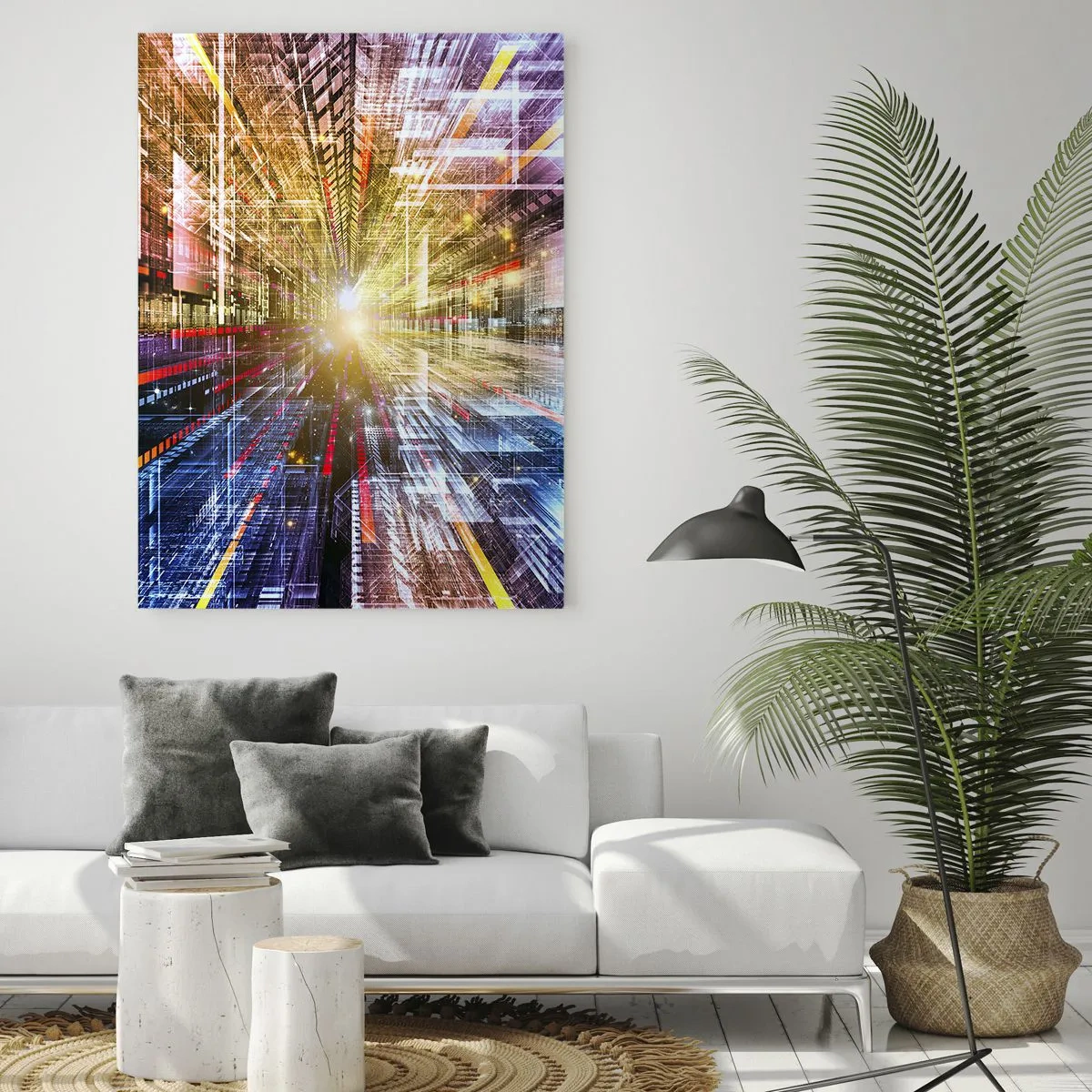 Glastavla - Bild på glas - Ljuskorridor - 50x70 cm